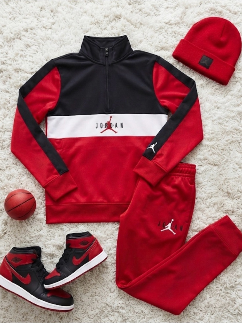Jordan Kids' Red and Black Colorblock Track Set